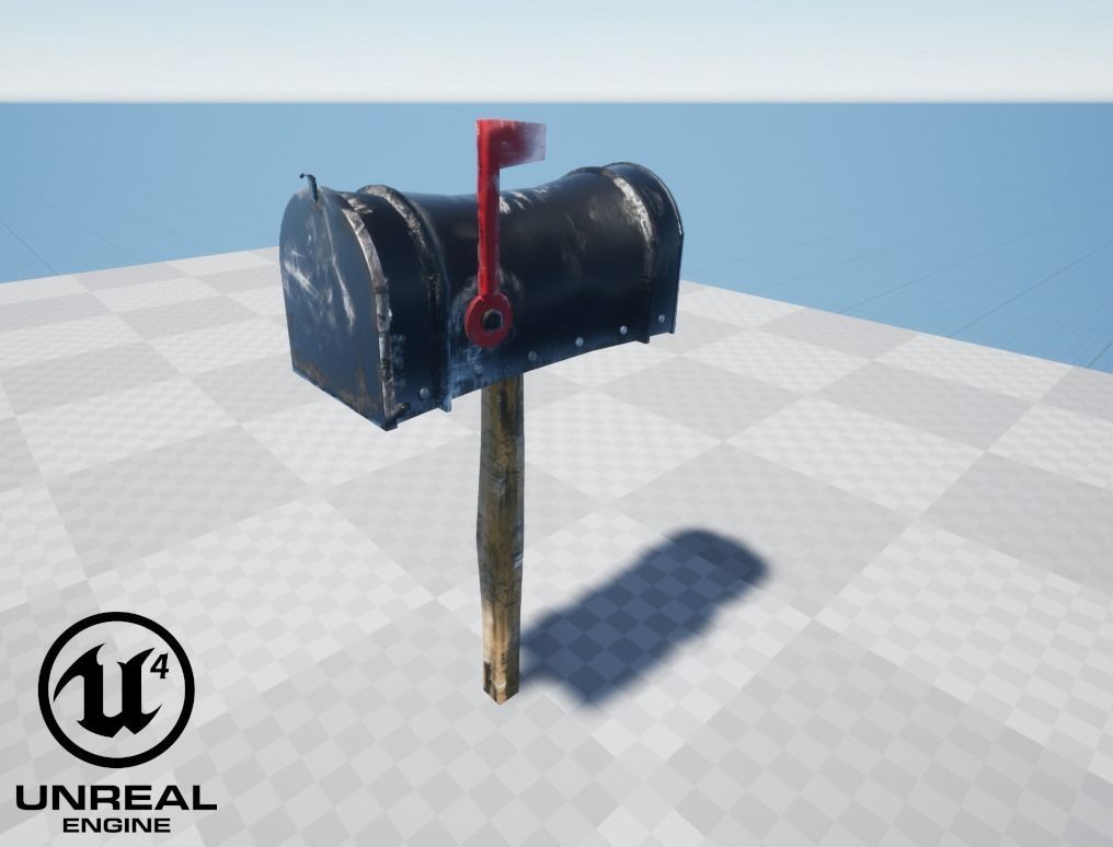 Old black Mailbox Lowpoly Low-poly 3D model_9