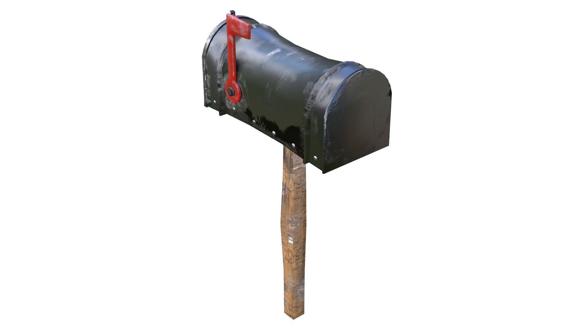 Old black Mailbox Lowpoly Low-poly 3D model_4