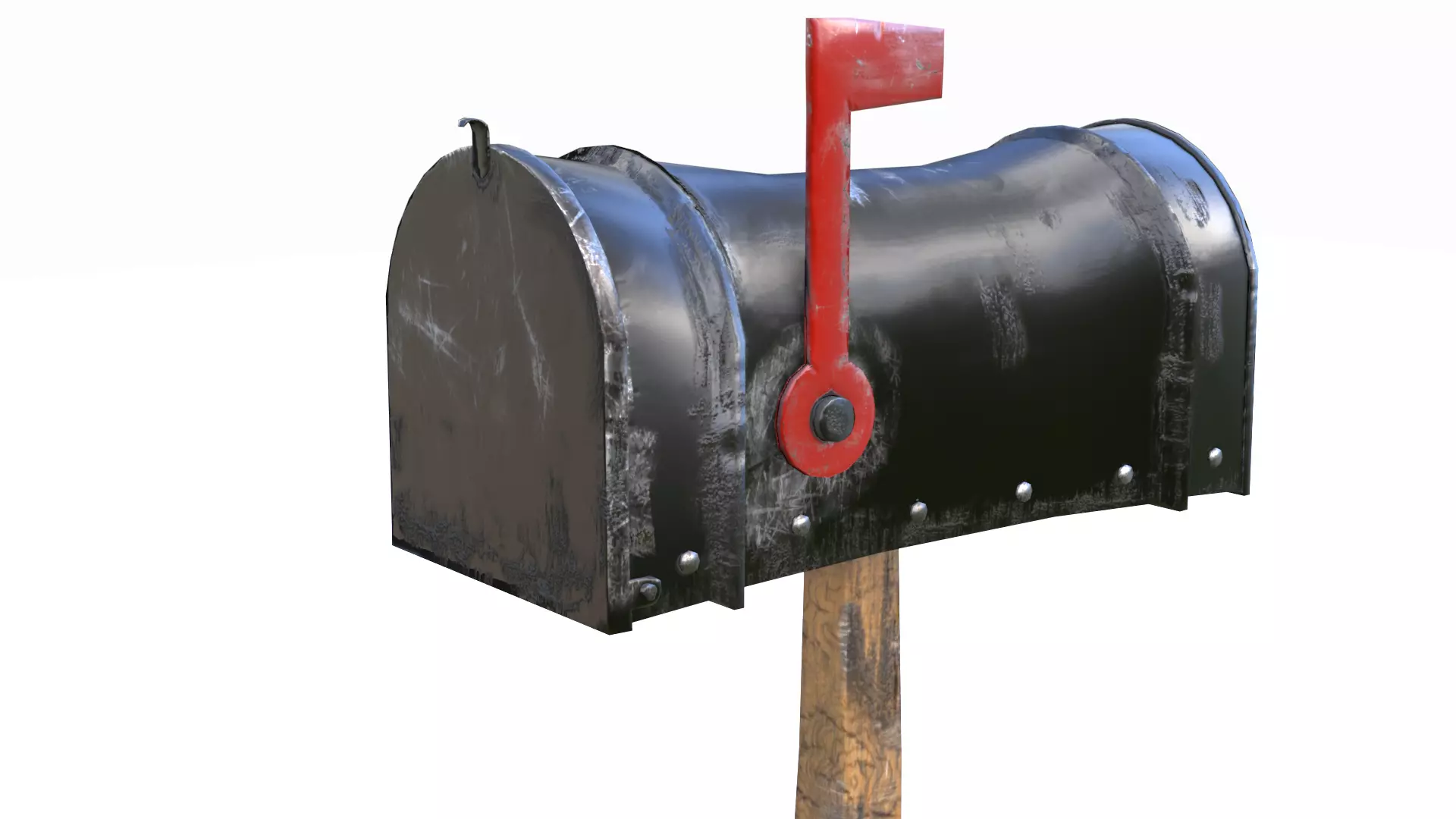 Old black Mailbox Lowpoly Low-poly 3D model_0