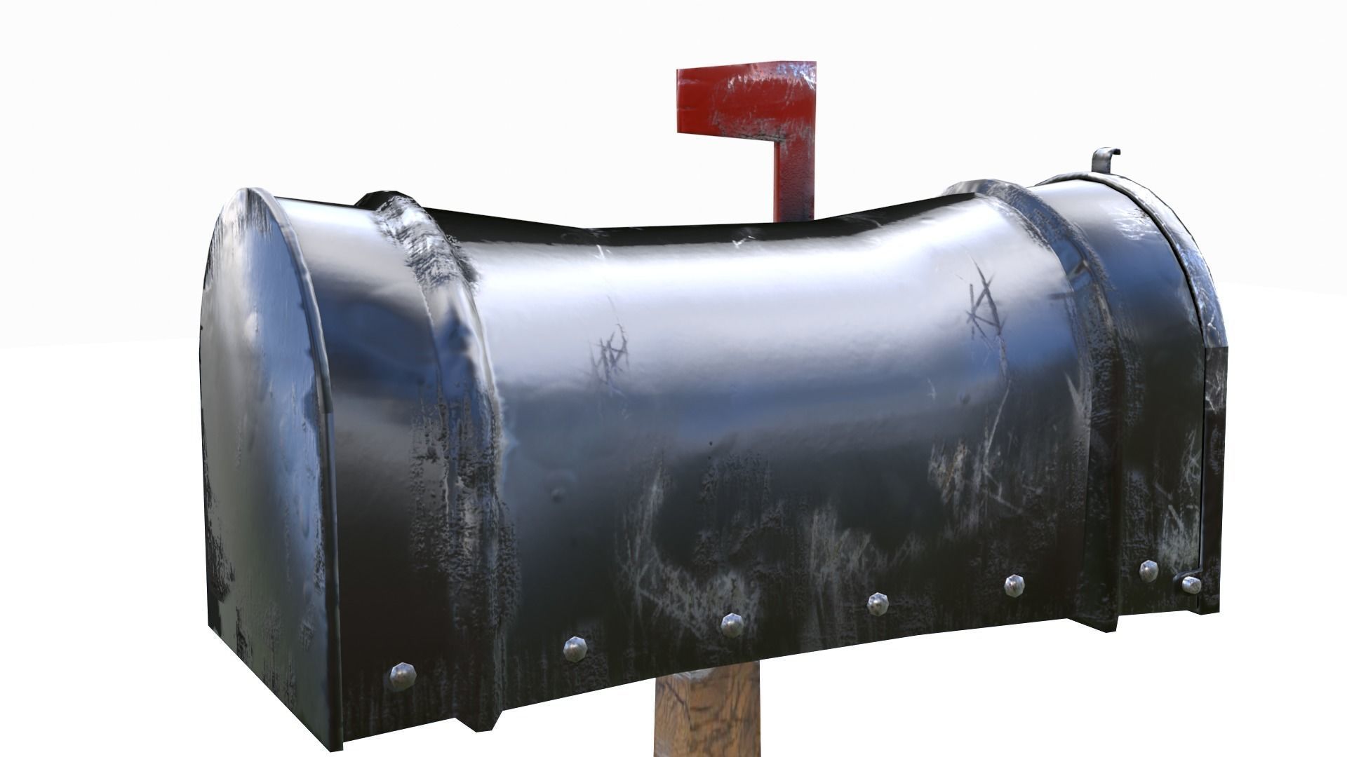 Old black Mailbox Lowpoly Low-poly 3D model_7