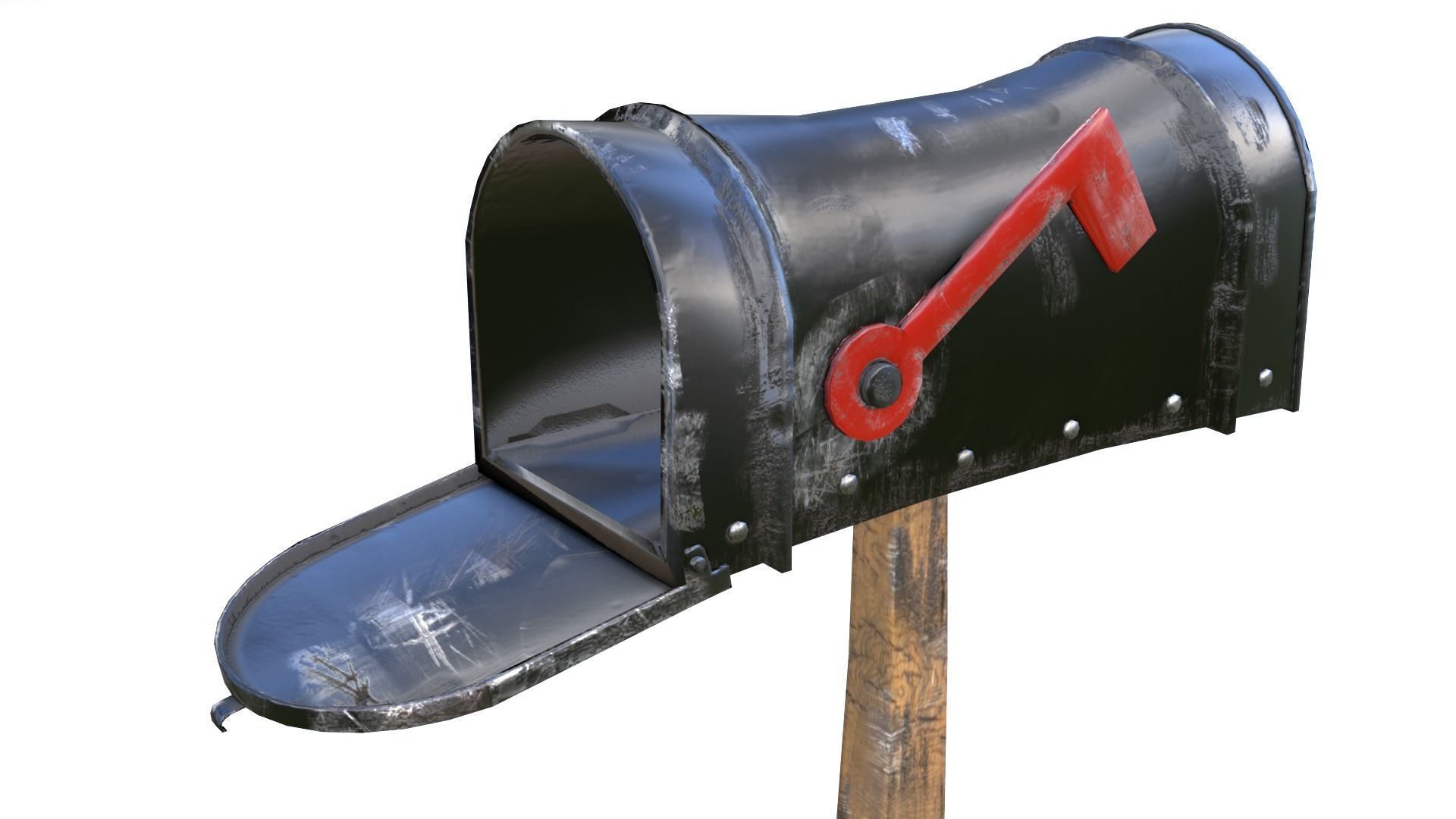 Old black Mailbox Lowpoly Low-poly 3D model_5