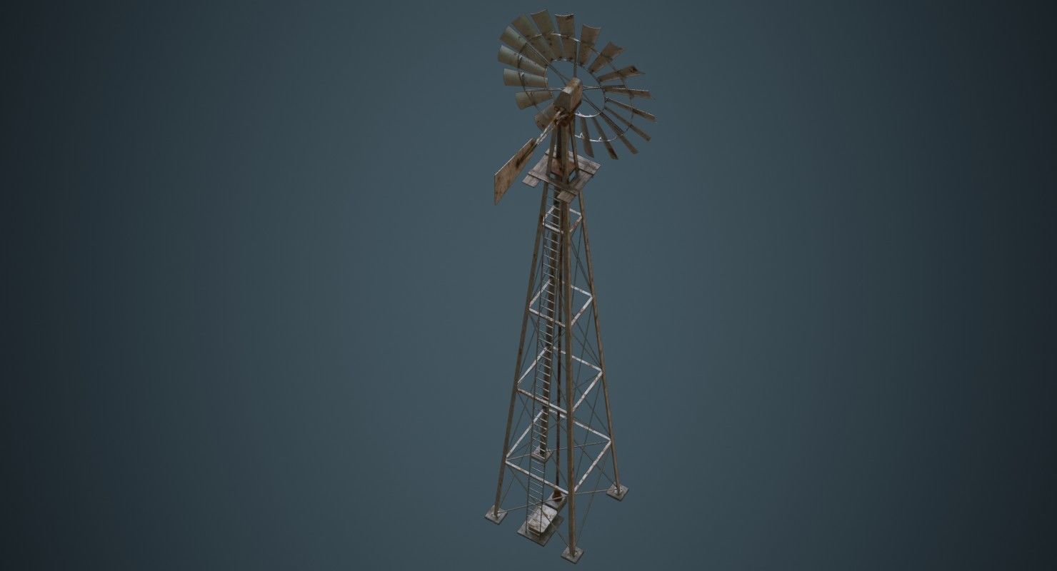 Windmill 1B Low-poly 3D model_2