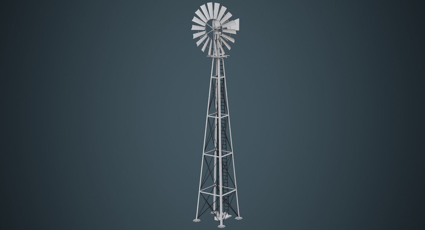 Windmill 1B Low-poly 3D model_9