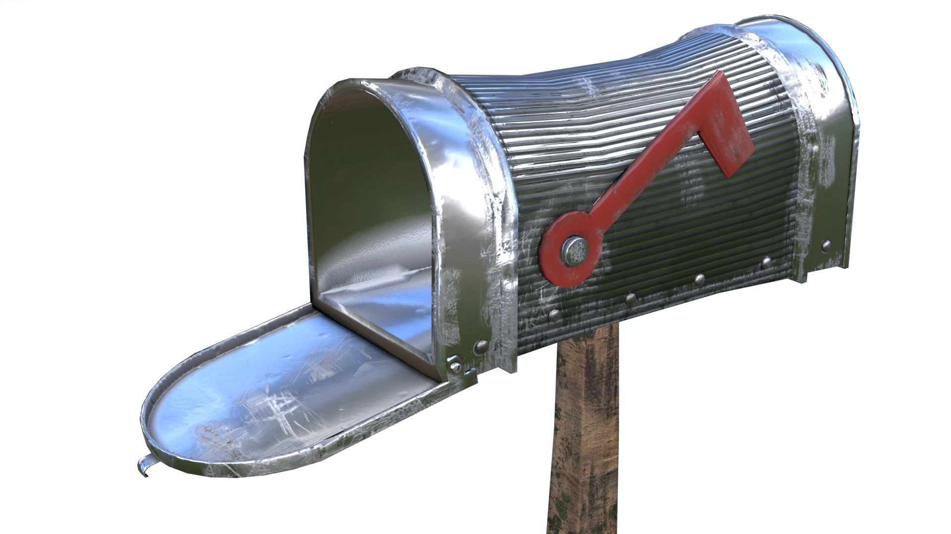 Old silver Mailbox Lowpoly Low-poly 3D model_7