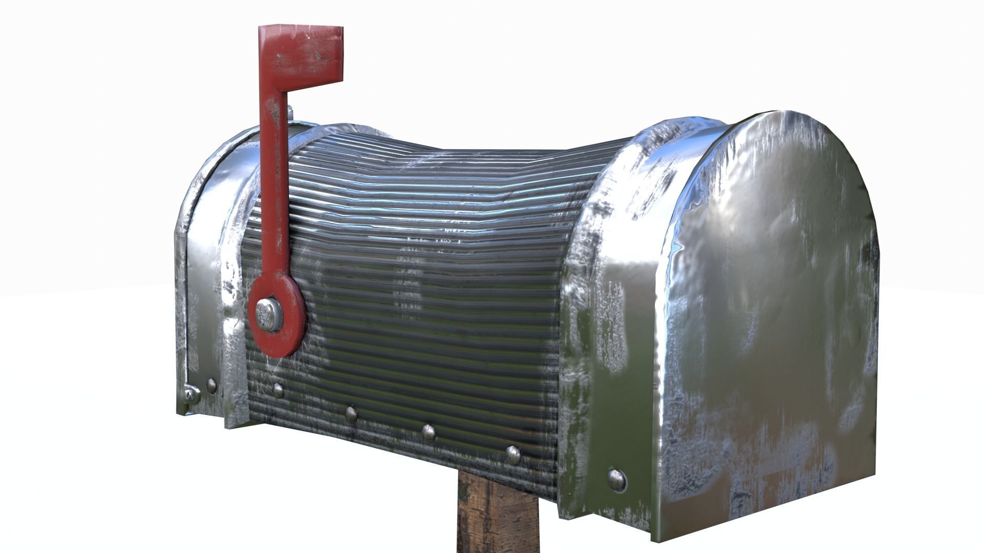 Old silver Mailbox Lowpoly Low-poly 3D model_5
