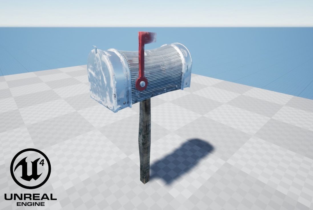 Old silver Mailbox Lowpoly Low-poly 3D model_9