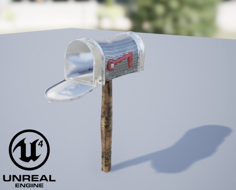 Old silver Mailbox Lowpoly Low-poly 3D model_10