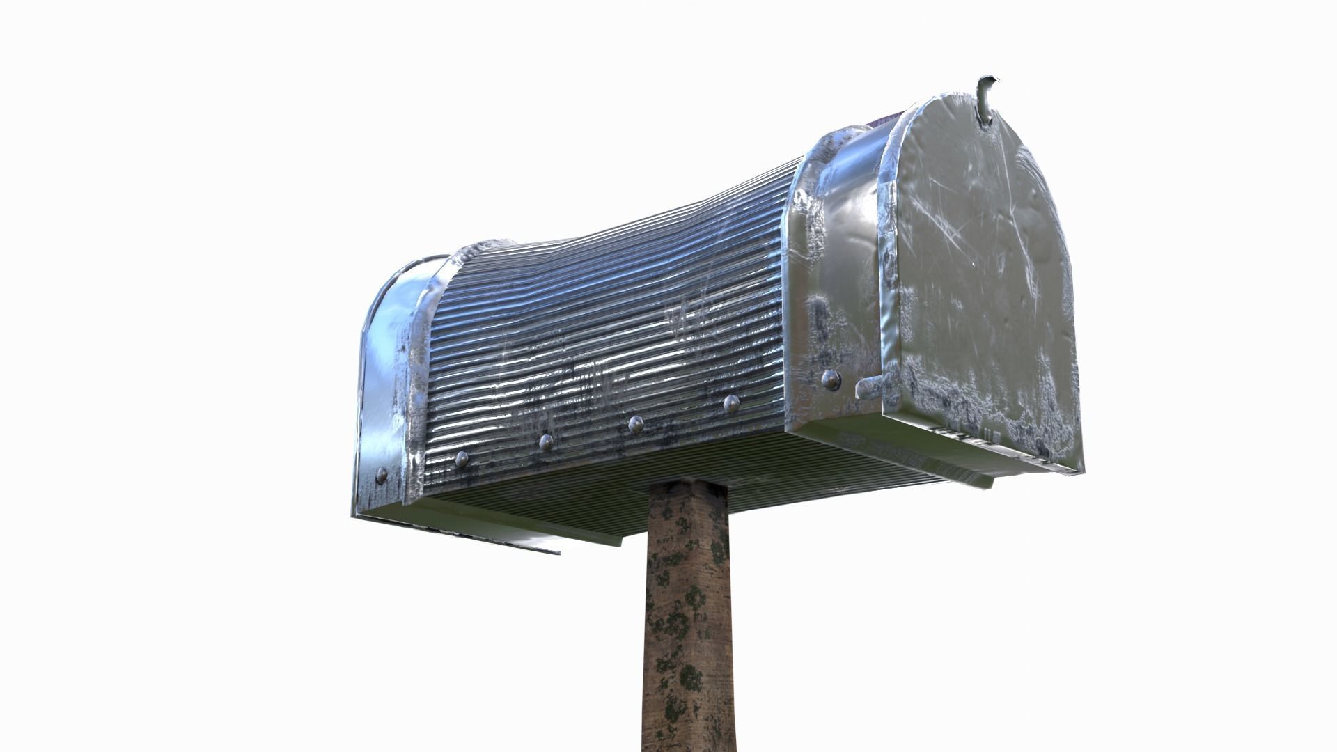 Old silver Mailbox Lowpoly Low-poly 3D model_3