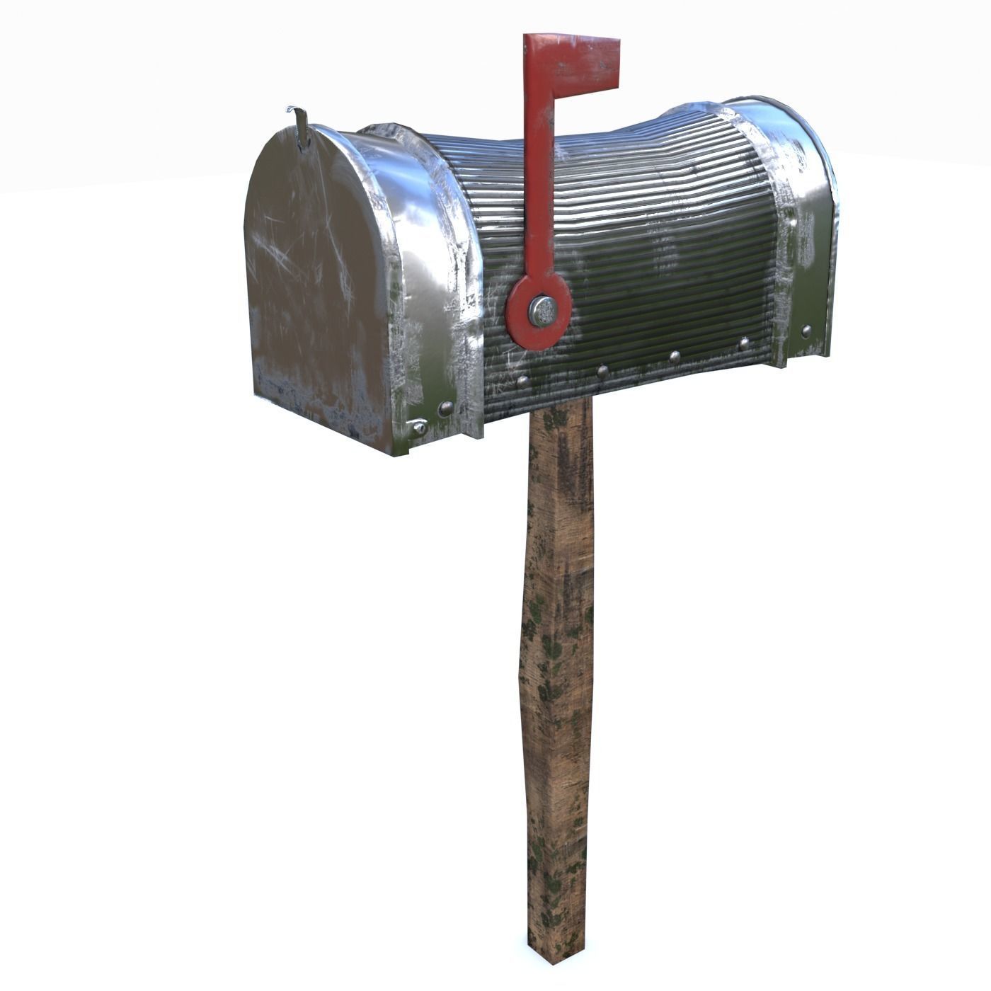 Old silver Mailbox Lowpoly Low-poly 3D model_1