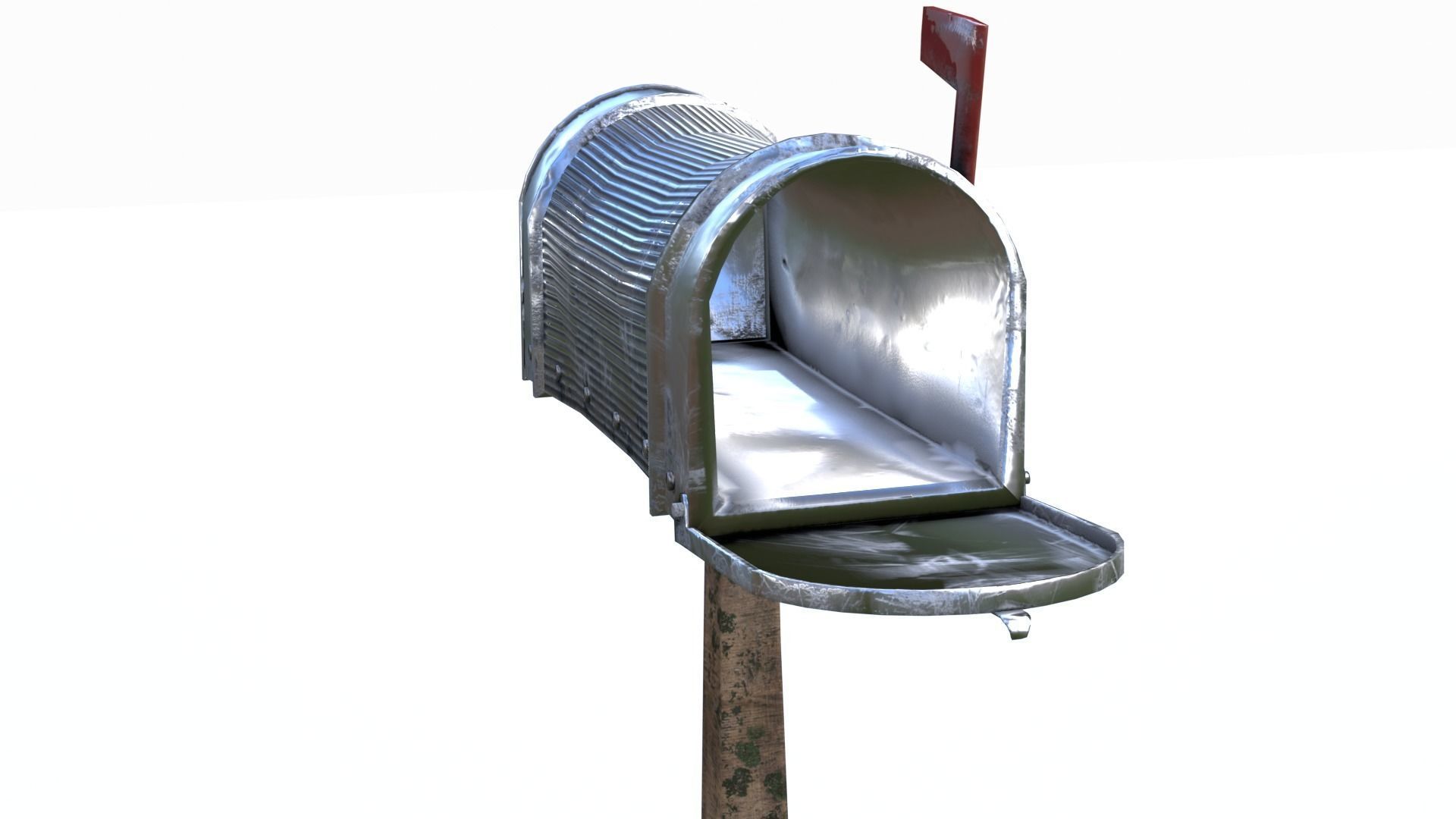 Old silver Mailbox Lowpoly Low-poly 3D model_8