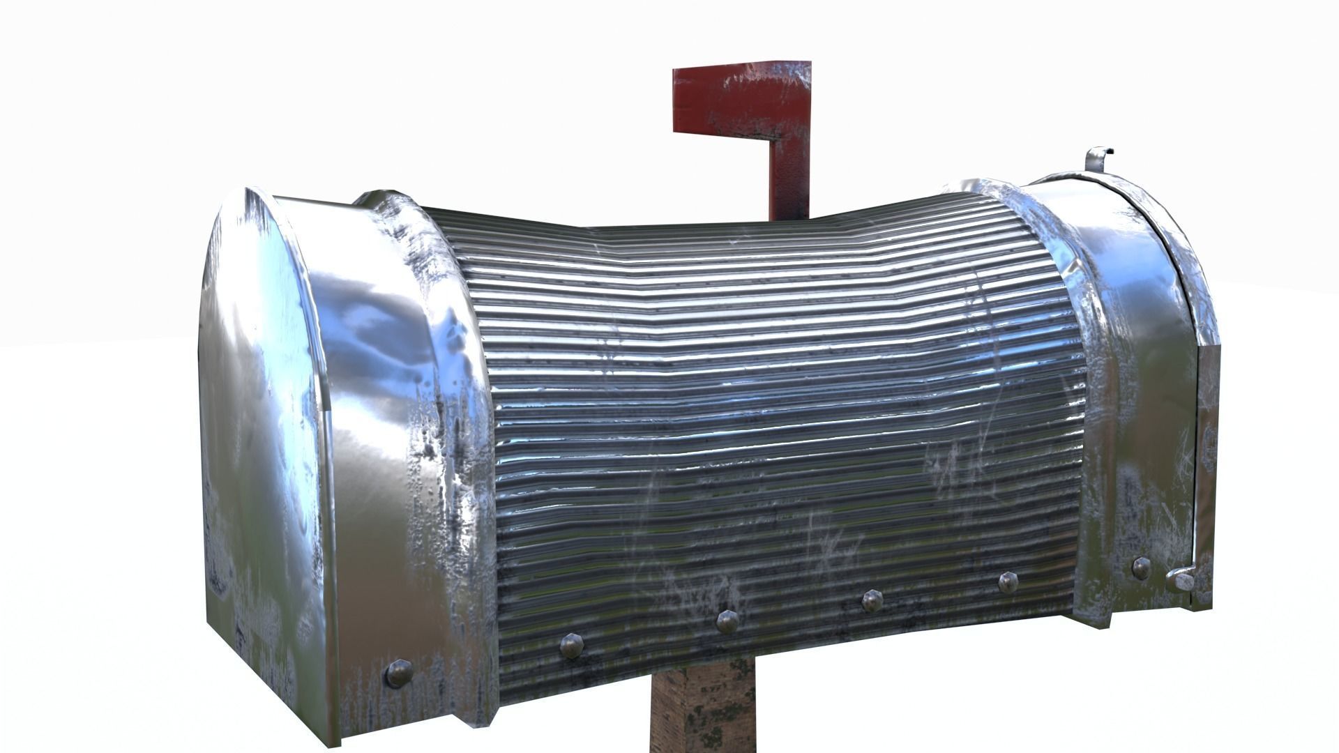 Old silver Mailbox Lowpoly Low-poly 3D model_6