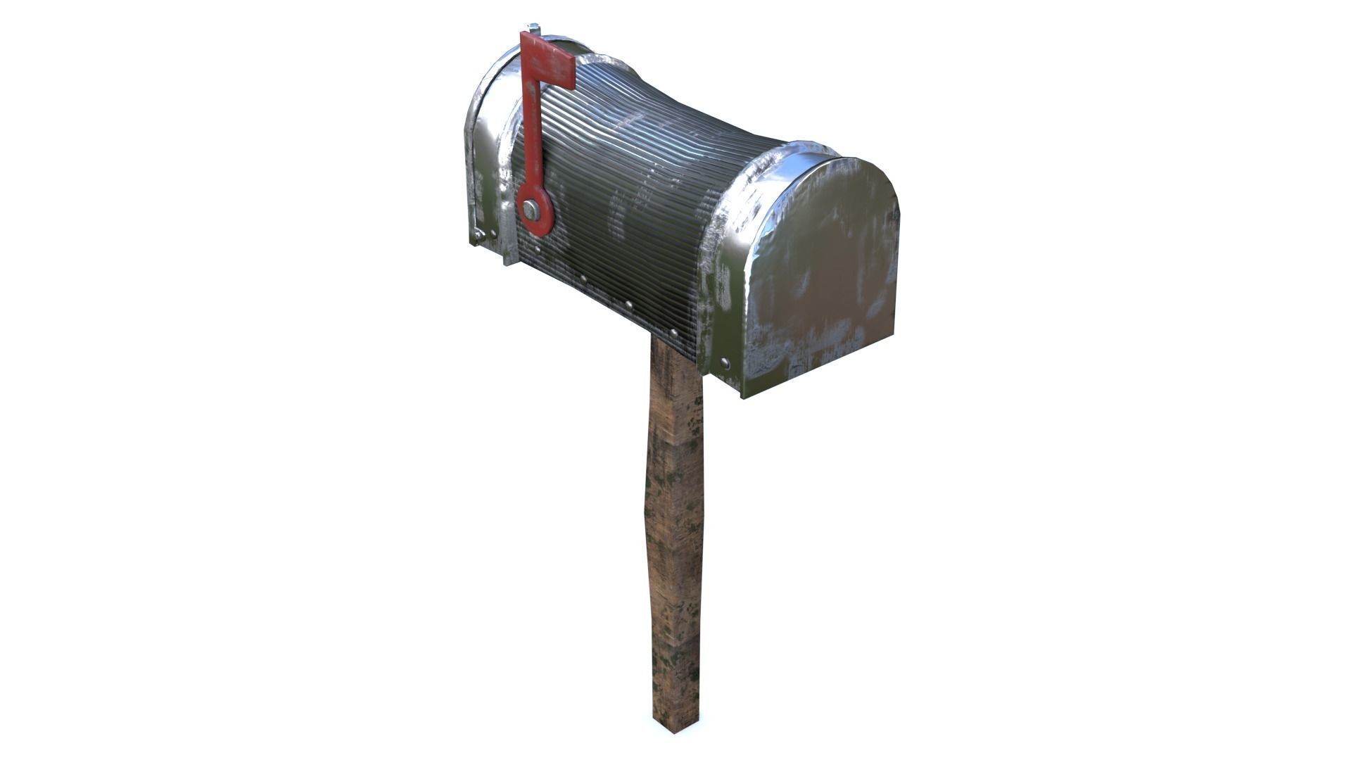 Old silver Mailbox Lowpoly Low-poly 3D model_2