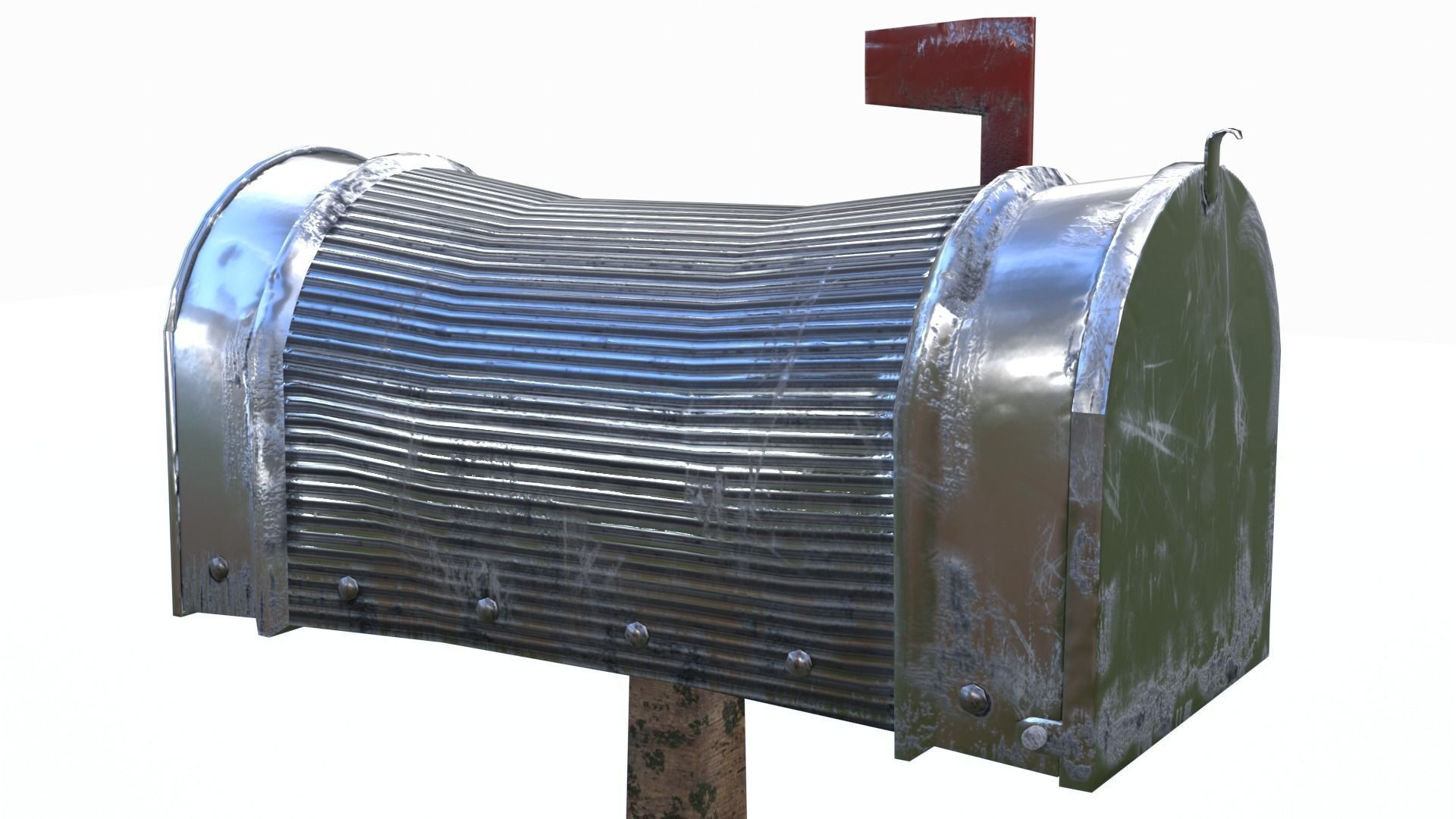 Old silver Mailbox Lowpoly Low-poly 3D model_4