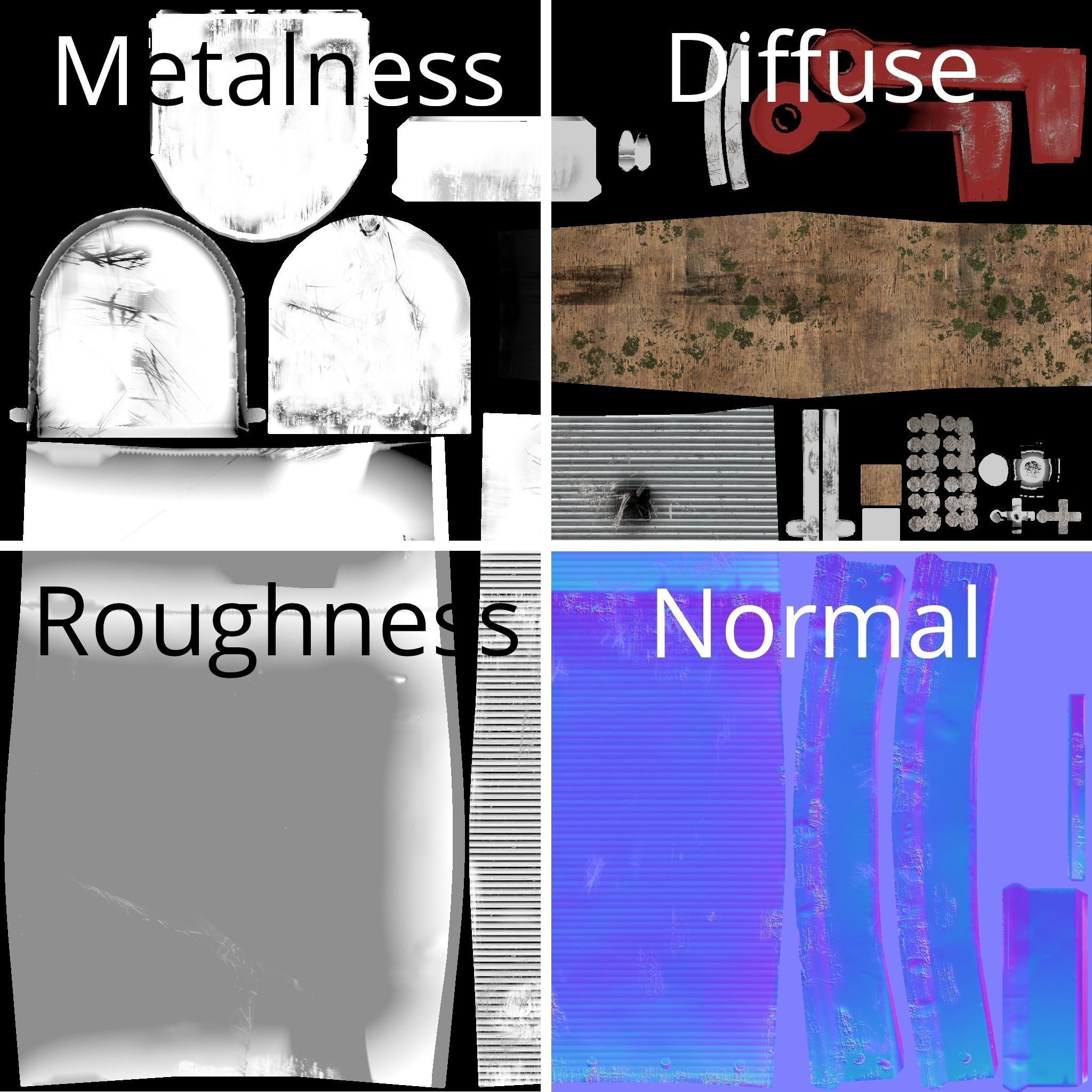 Old silver Mailbox Lowpoly Low-poly 3D model_16