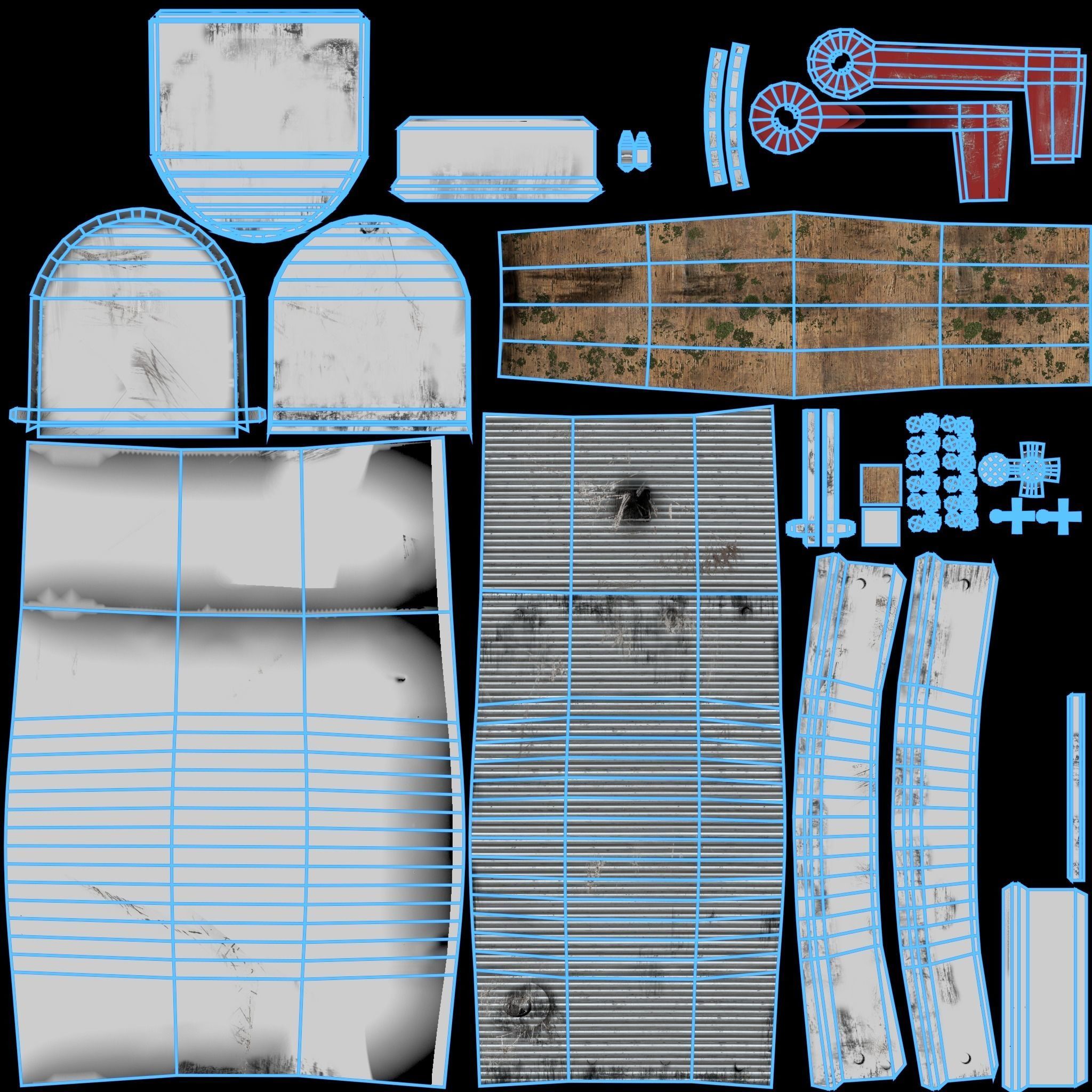 Old silver Mailbox Lowpoly Low-poly 3D model_17