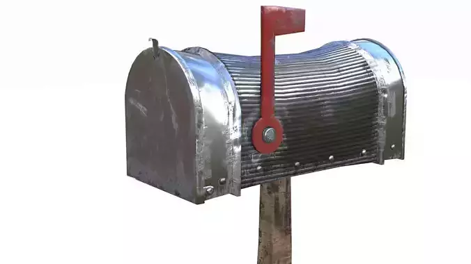 Old silver Mailbox Lowpoly Low-poly 3D model