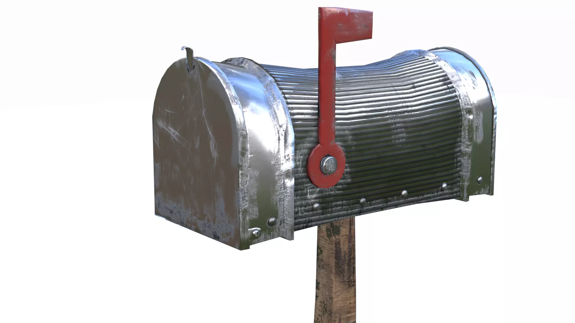 Old silver Mailbox Lowpoly Low-poly 3D model_0
