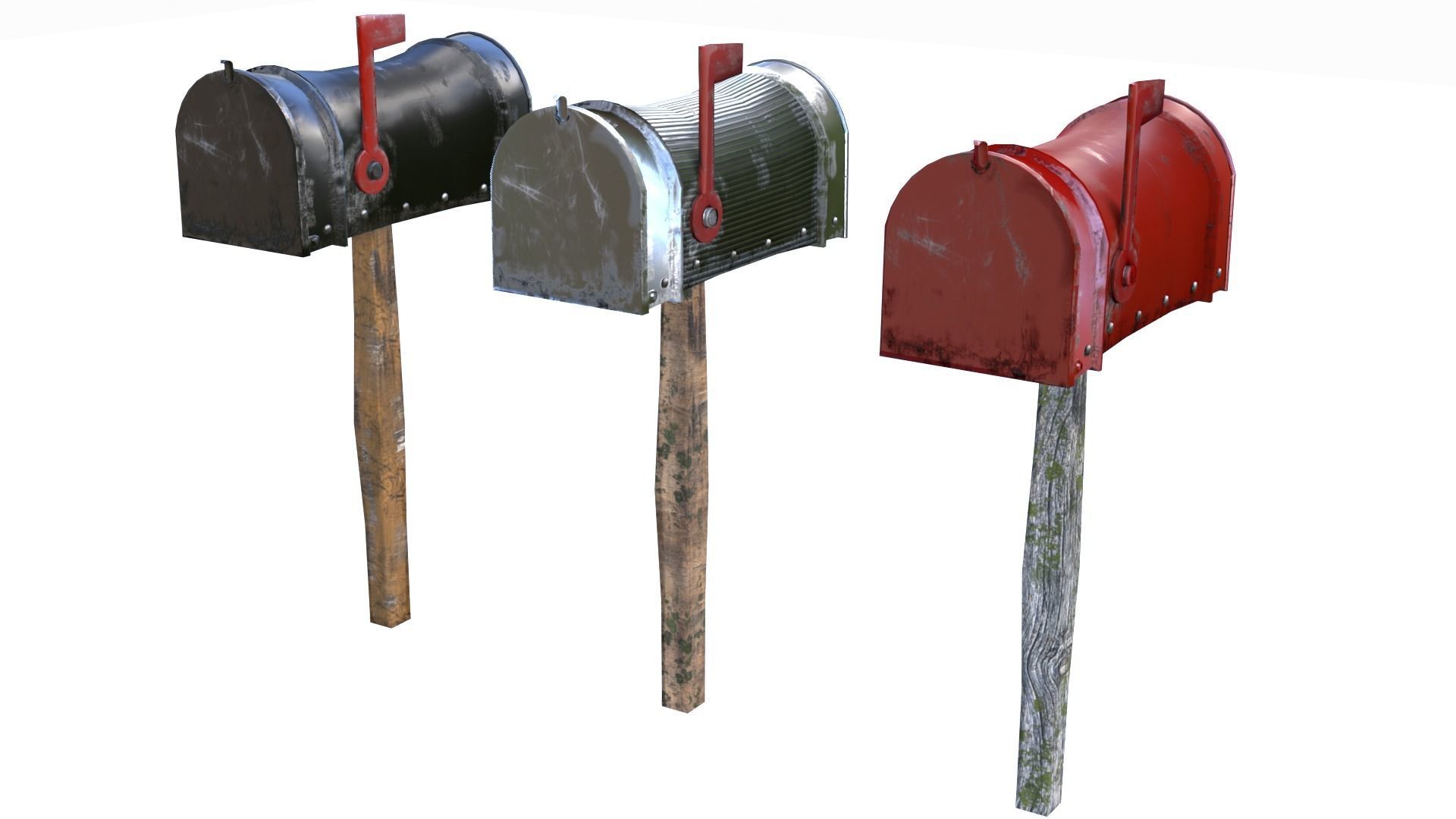 Old Mailboxes Collection Lowpoly _1