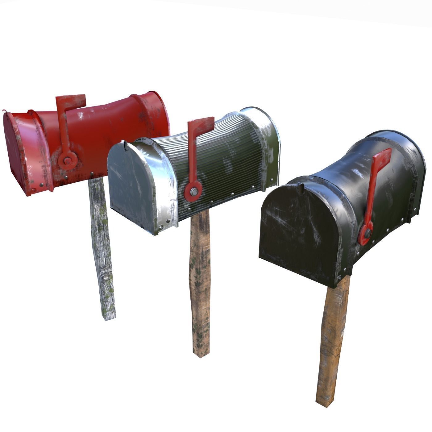 Old Mailboxes Collection Lowpoly _5