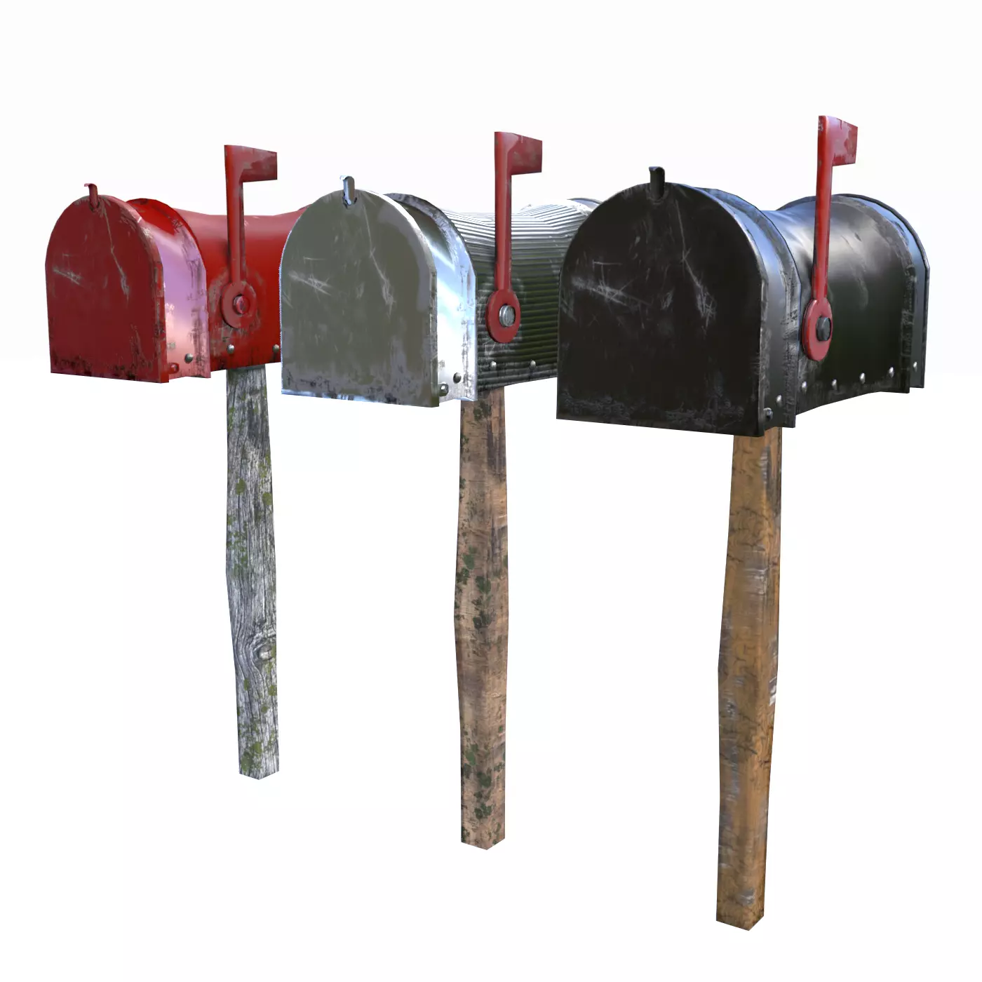 Old Mailboxes Collection Lowpoly _0