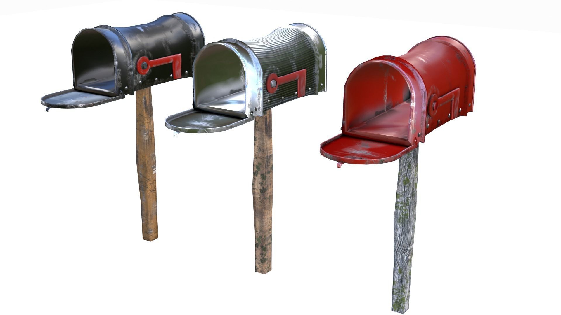 Old Mailboxes Collection Lowpoly _2