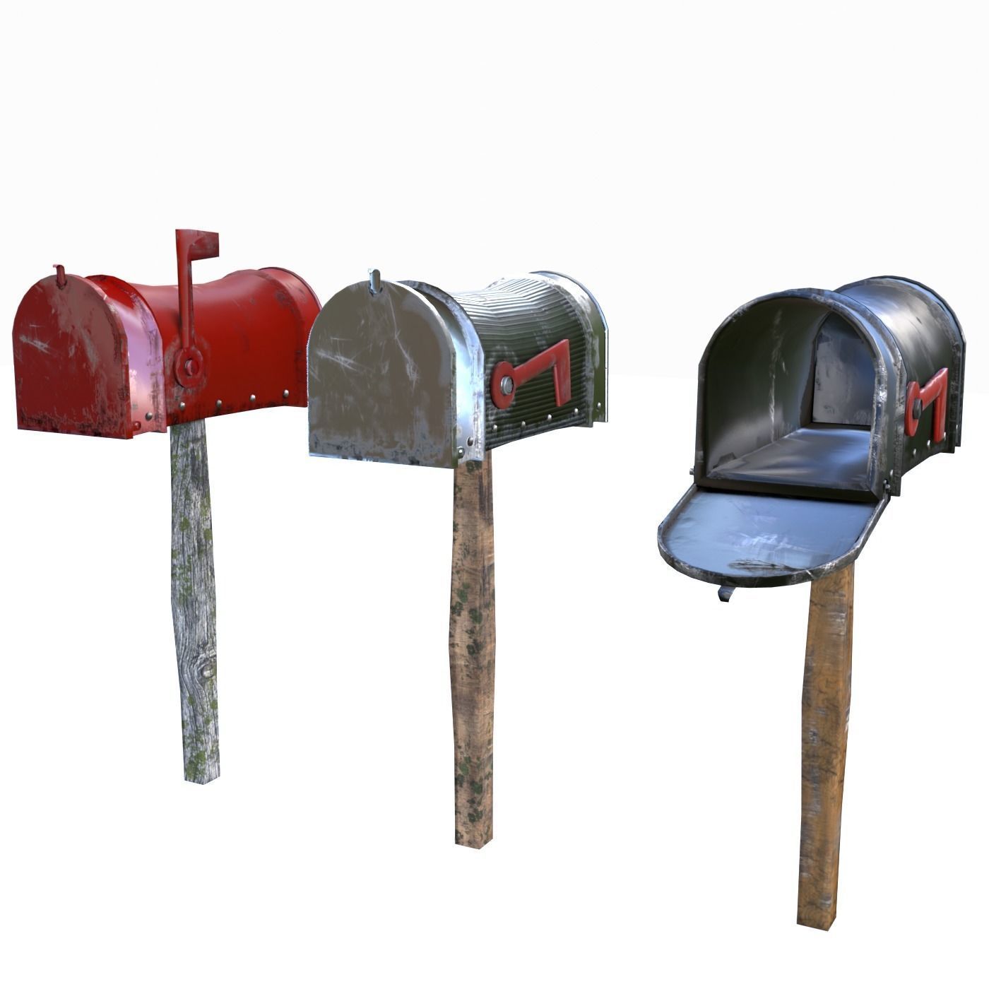 Old Mailboxes Collection Lowpoly _4