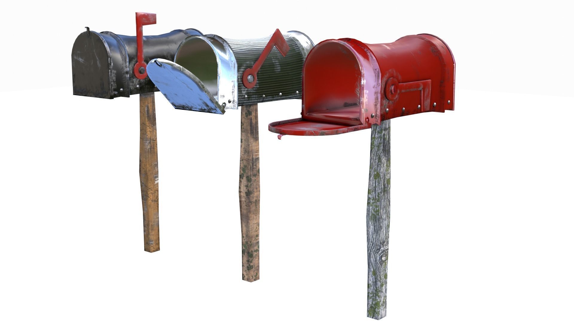 Old Mailboxes Collection Lowpoly _3