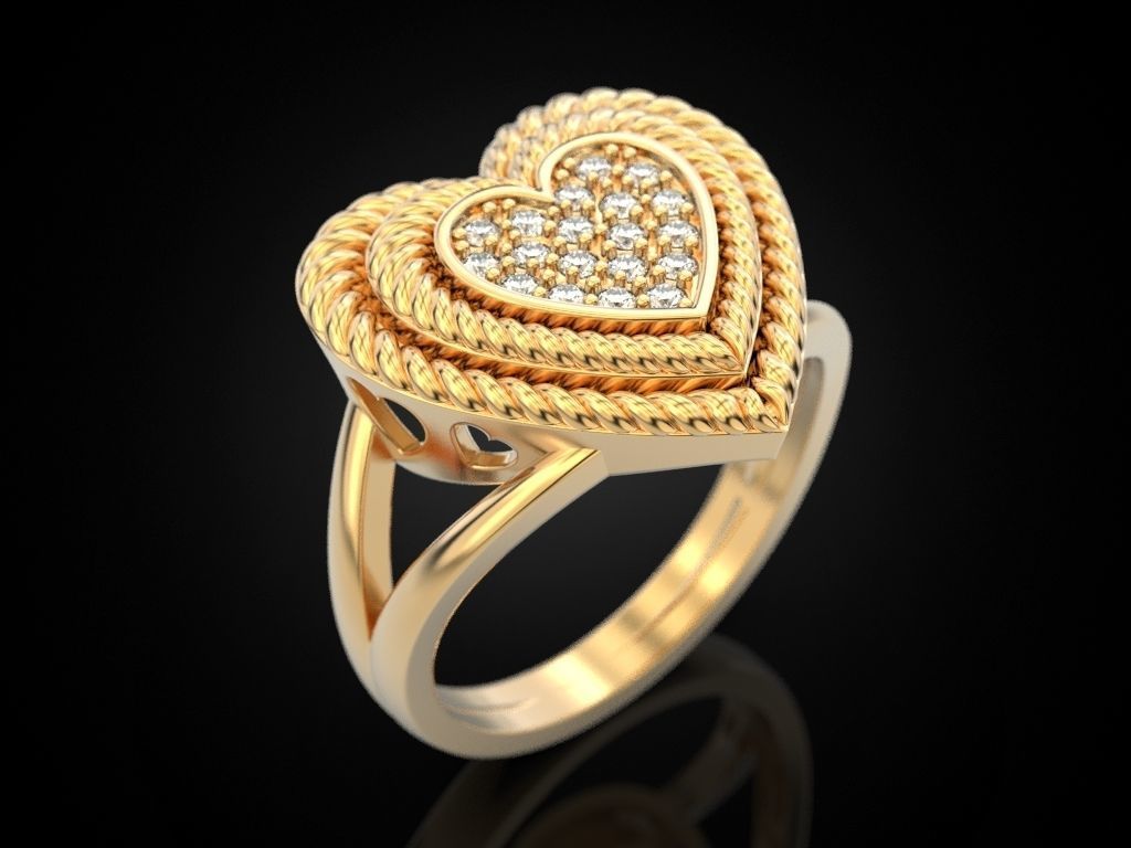 Big Heart Ring 3D print model_3