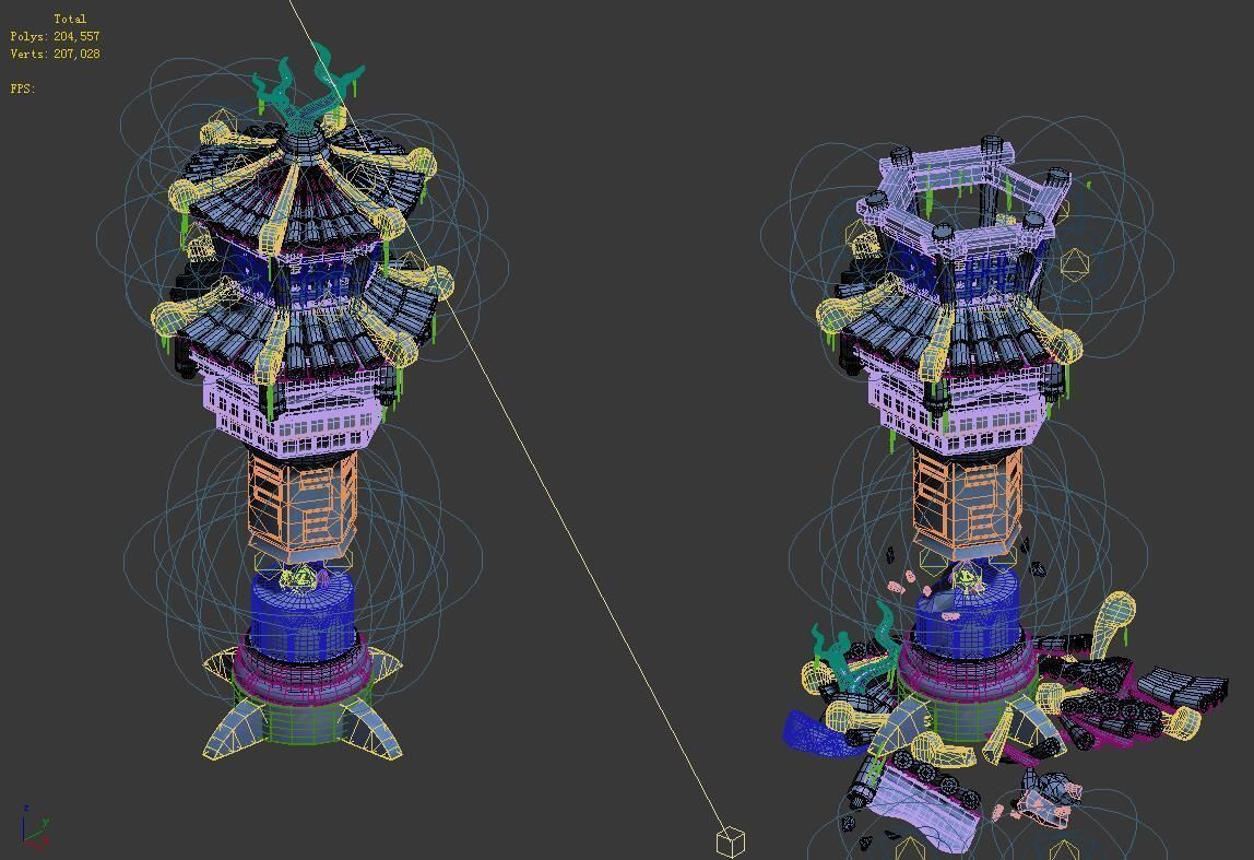 Cartoon sky city - icicle god tower 01 3D model_2