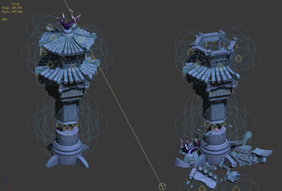 Cartoon sky city - icicle god tower 01 3D model_1