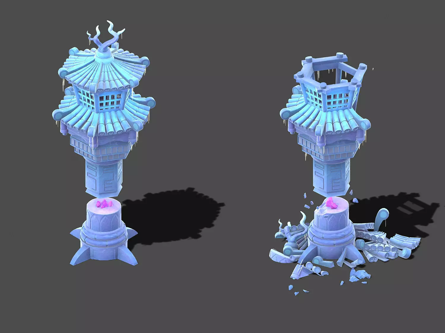 Cartoon sky city - icicle god tower 01 3D model_0