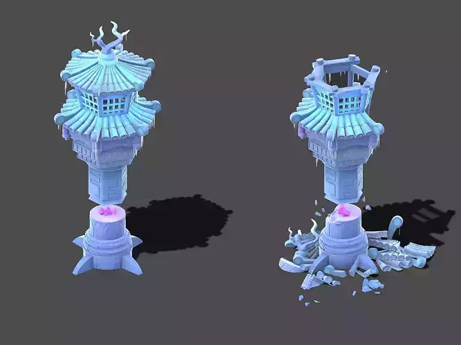 Cartoon sky city - icicle god tower 01