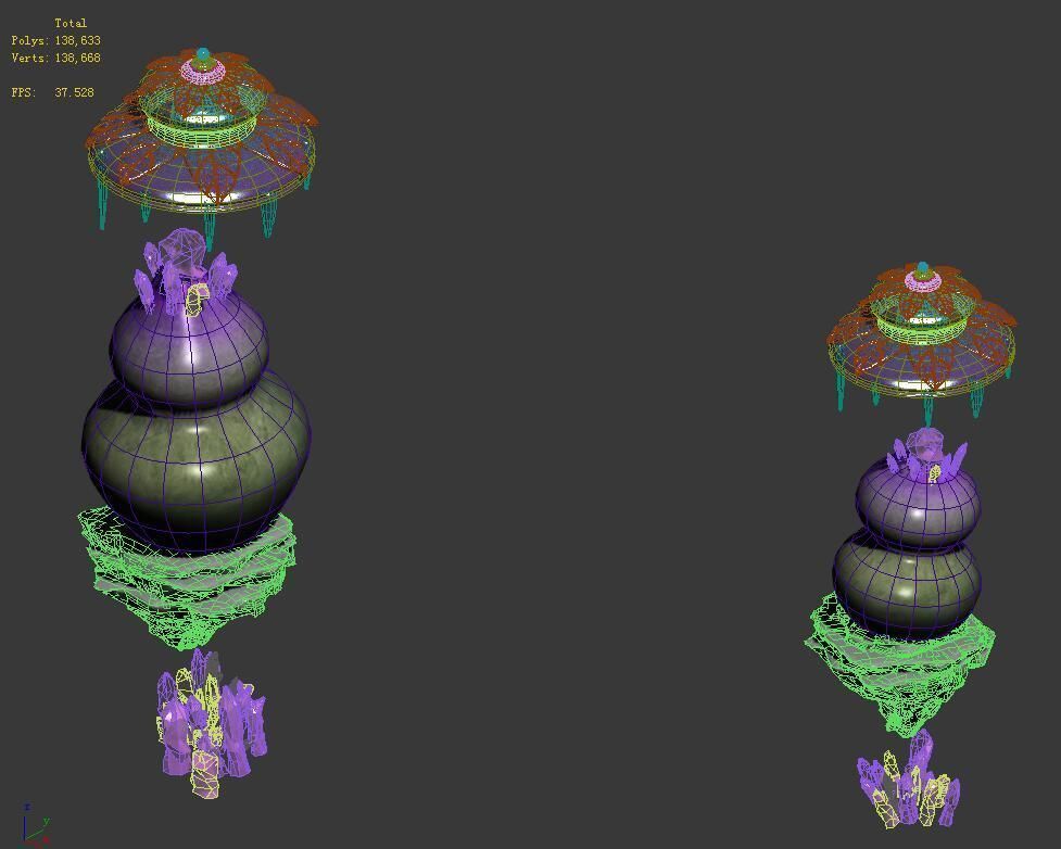 Cartoon Sky City - Fossil God Column 01 3D model_2