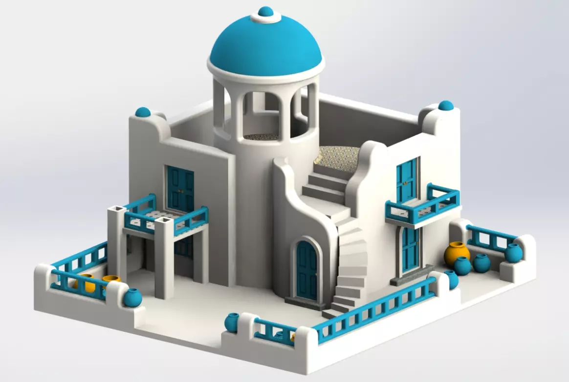 3D Printed Greek House Planter Free 3D print model_0