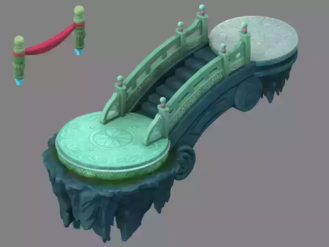 Cartoon Sky City - Suspended Stone Staircase 01