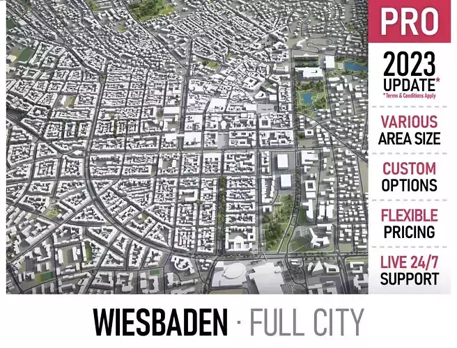 Wiesbaden  Low-poly 3D model