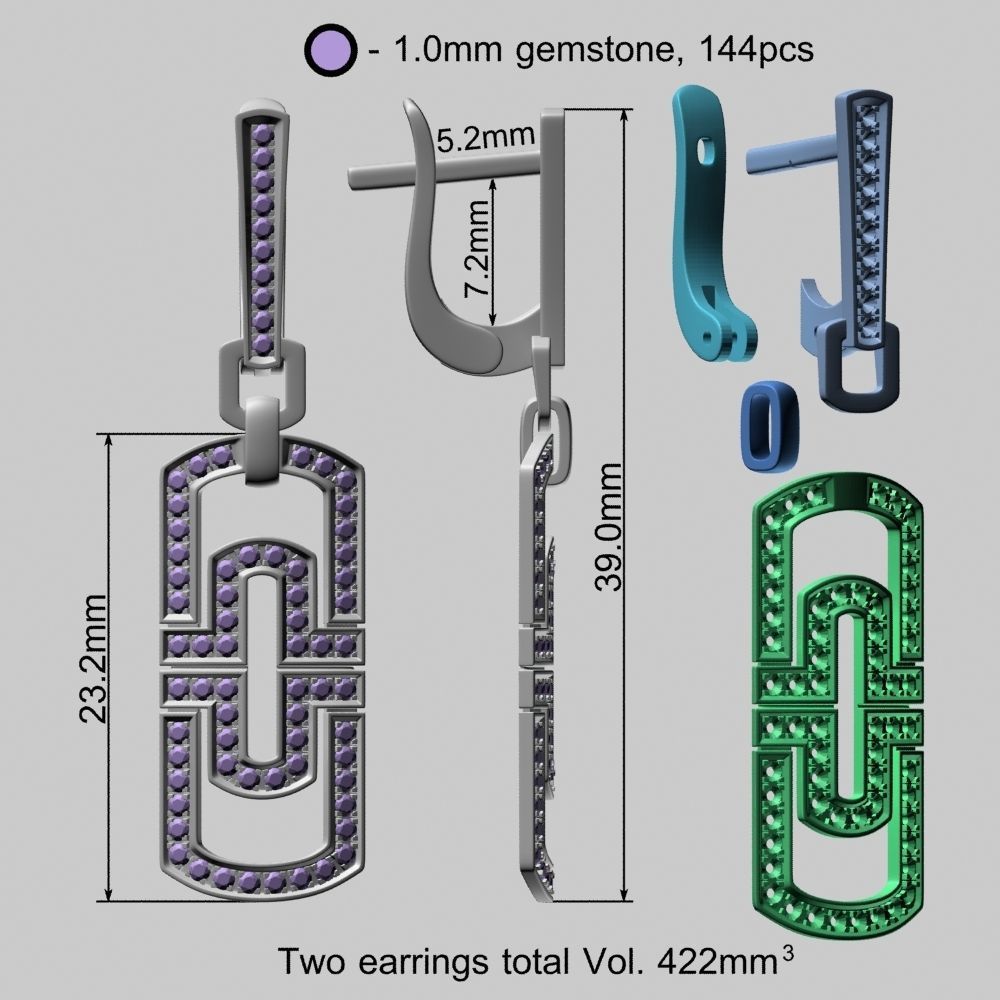 Two Models Fashion Gold Earrings 3D print model_18