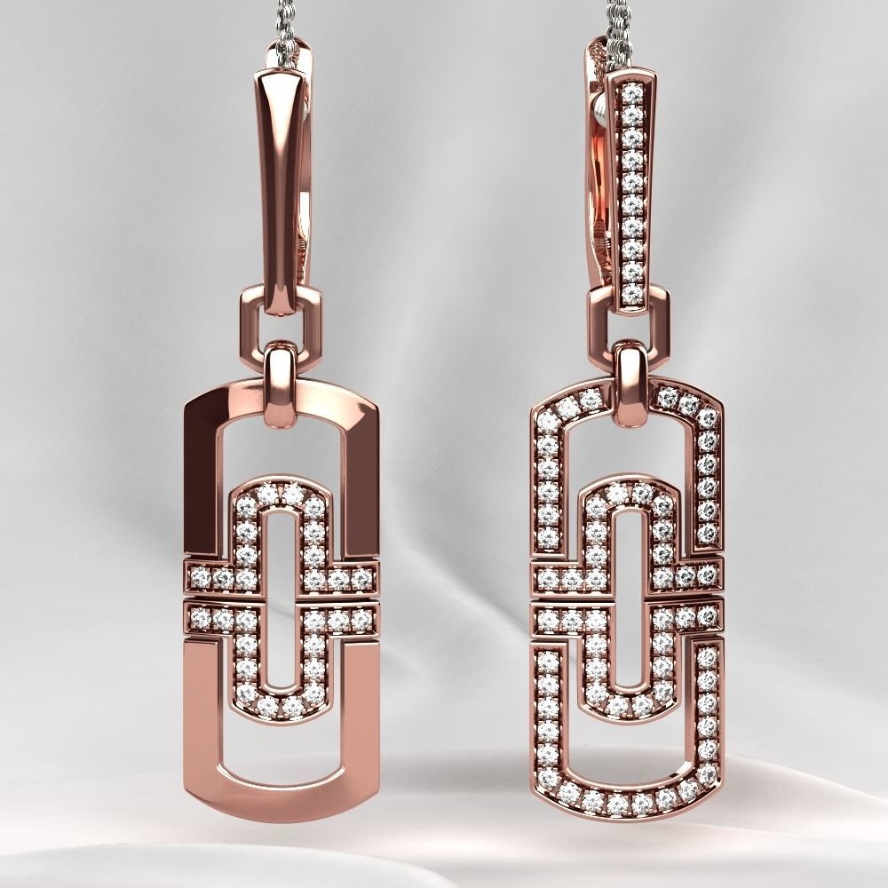 Two Models Fashion Gold Earrings 3D print model_6