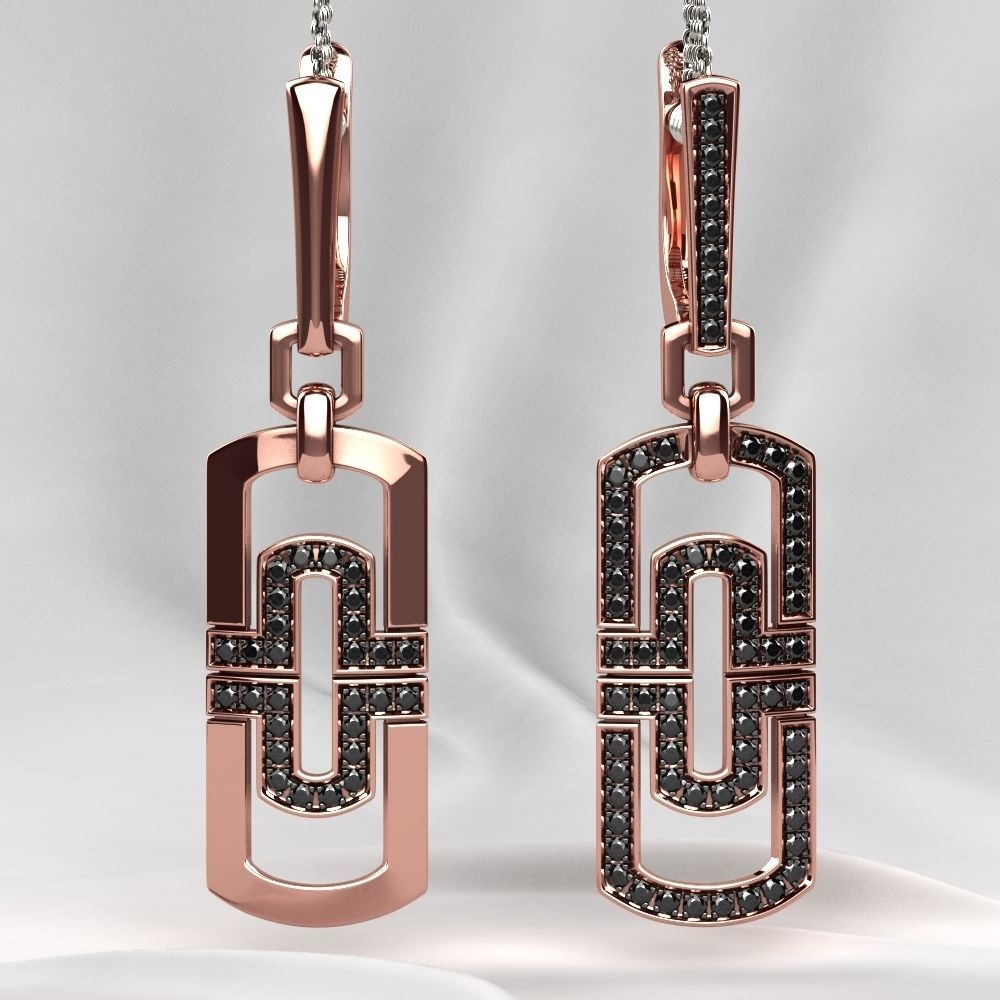 Two Models Fashion Gold Earrings 3D print model_8