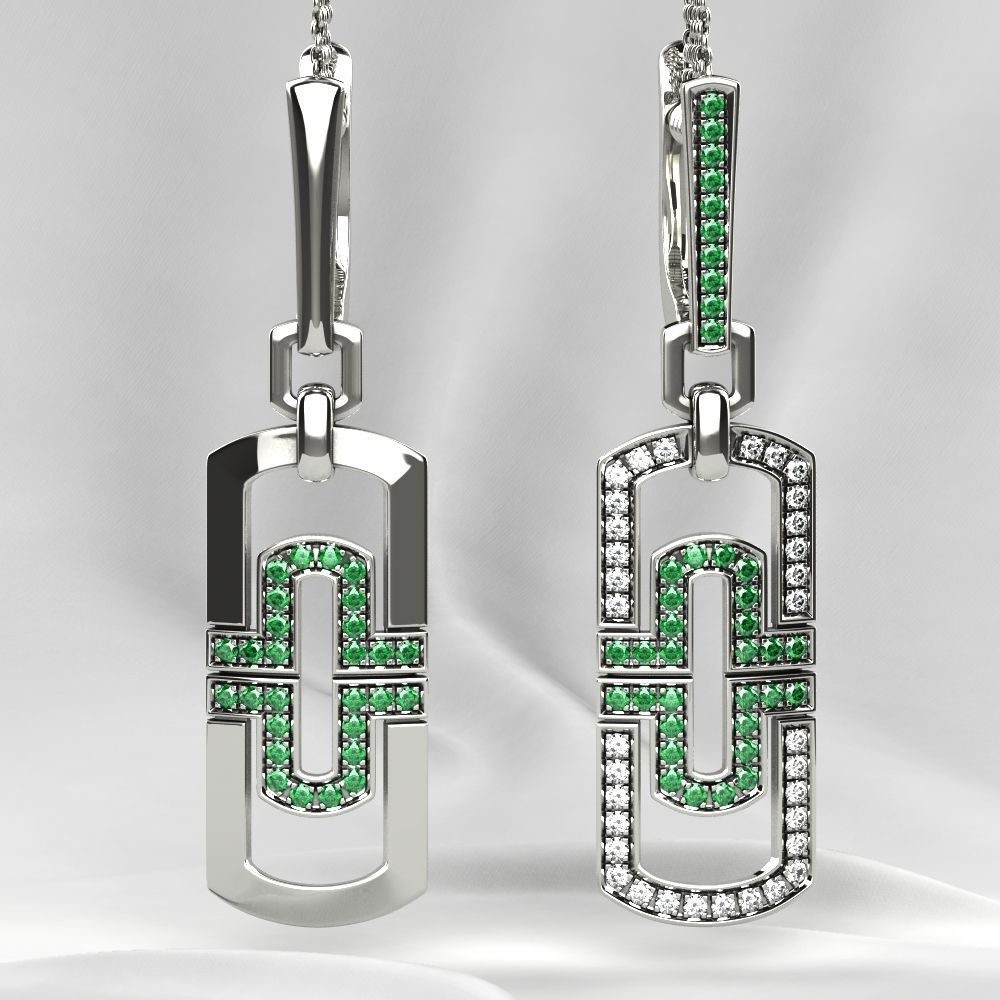 Two Models Fashion Gold Earrings 3D print model_5