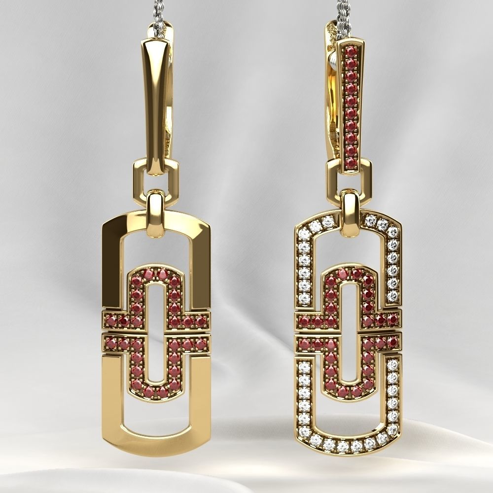 Two Models Fashion Gold Earrings 3D print model_11