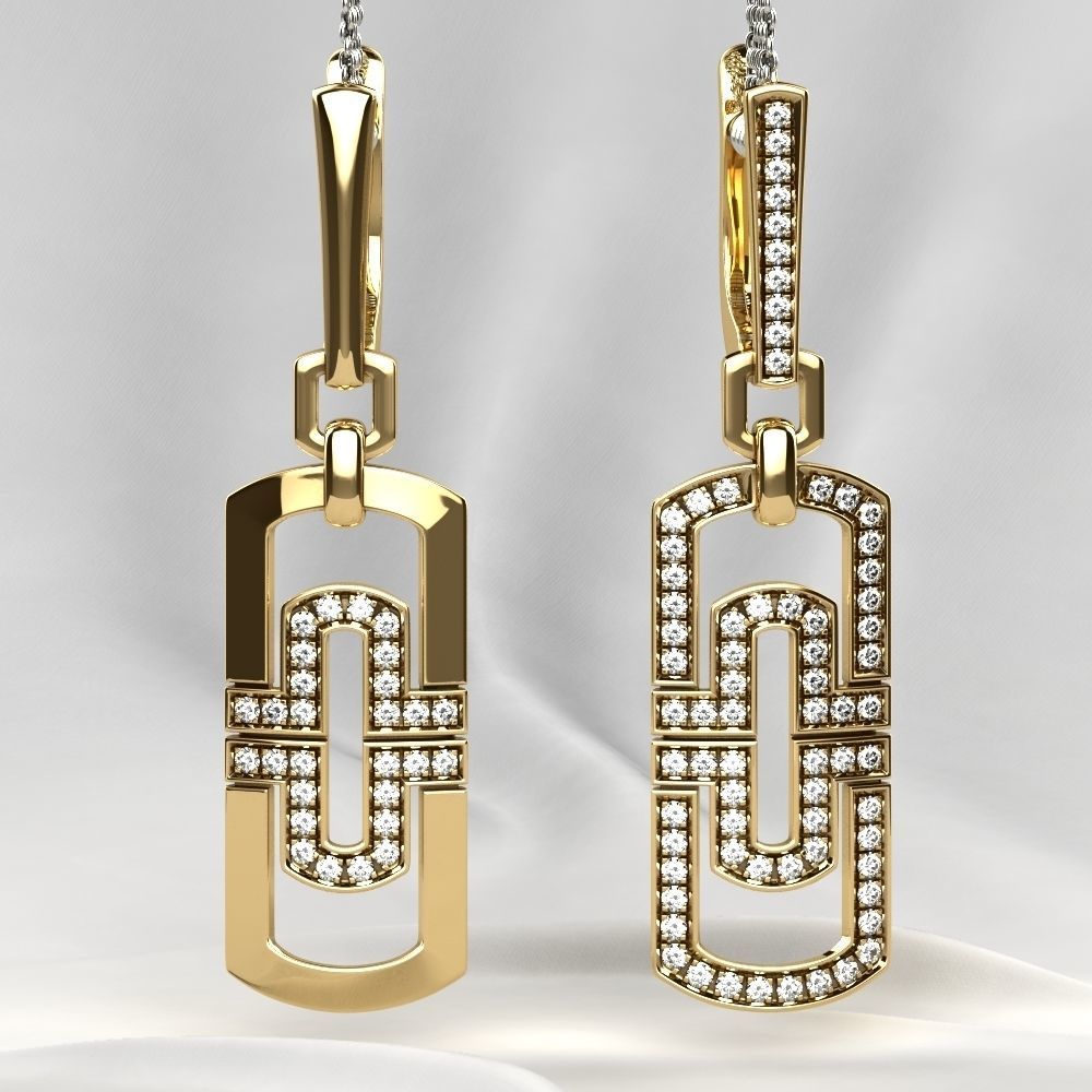 Two Models Fashion Gold Earrings 3D print model_9