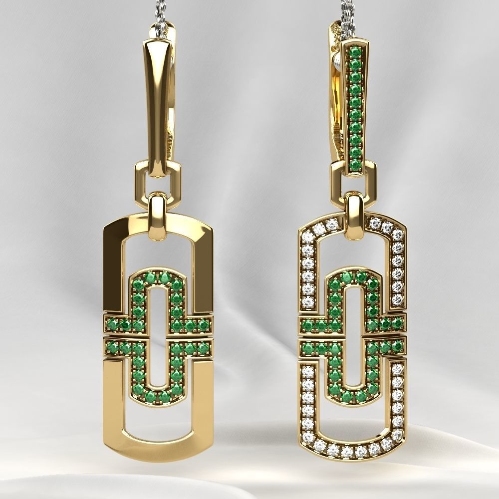 Two Models Fashion Gold Earrings 3D print model_10