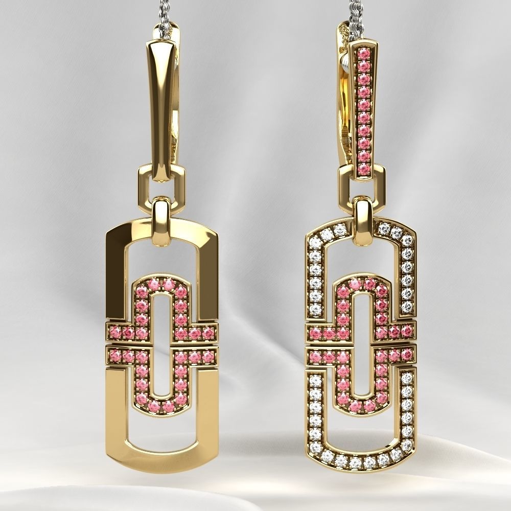 Two Models Fashion Gold Earrings 3D print model_12