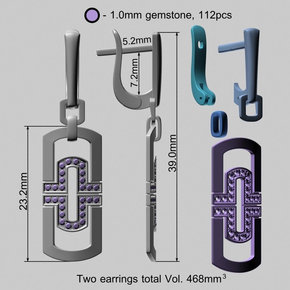 Two Models Fashion Gold Earrings 3D print model_19