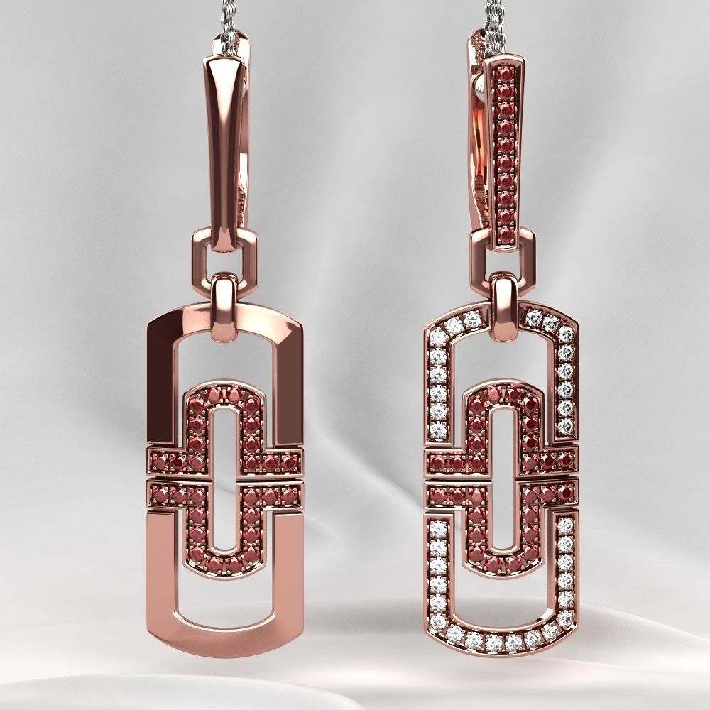 Two Models Fashion Gold Earrings 3D print model_7