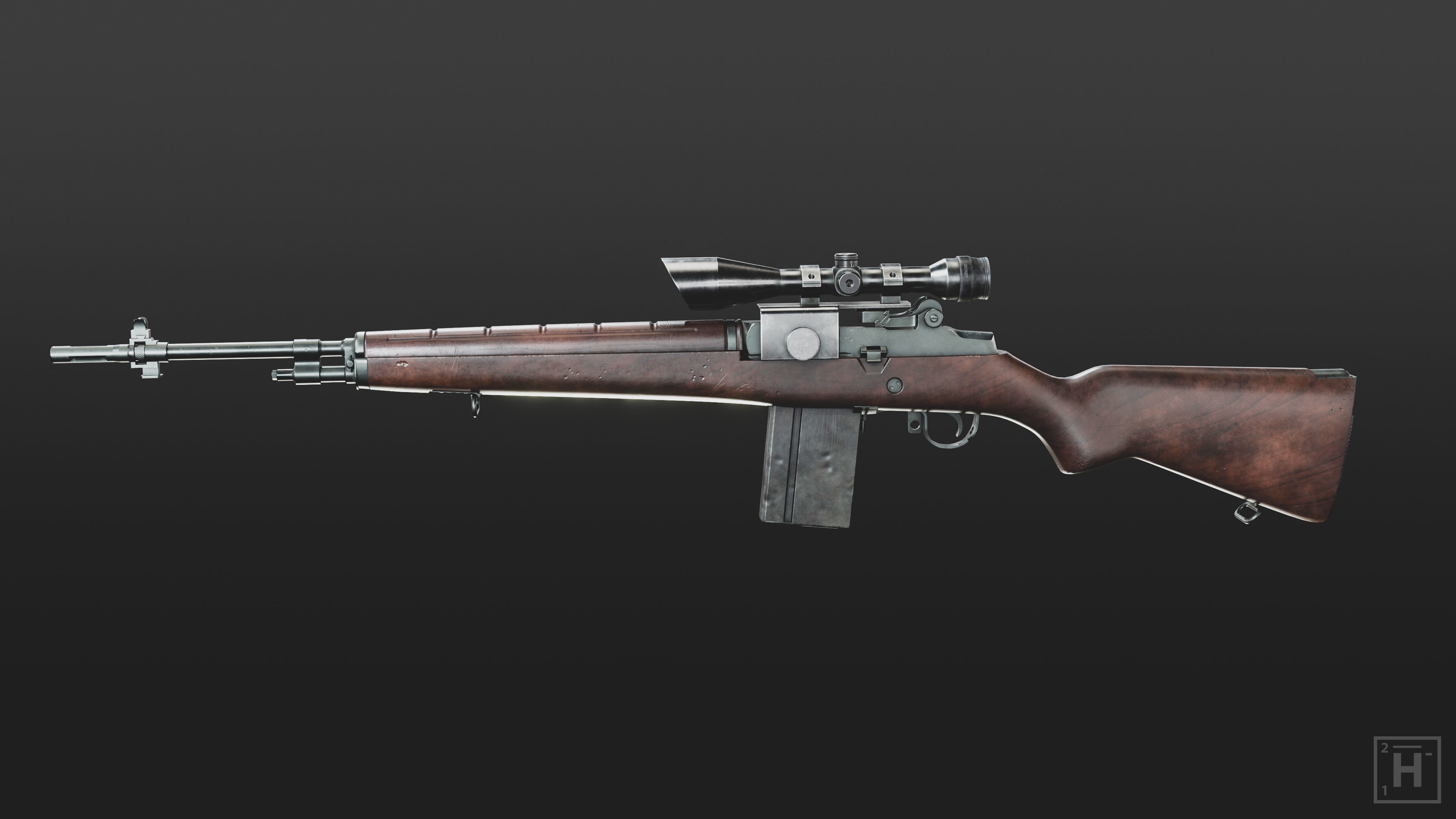 M14 Battle Rifle Low-poly 3D model_3
