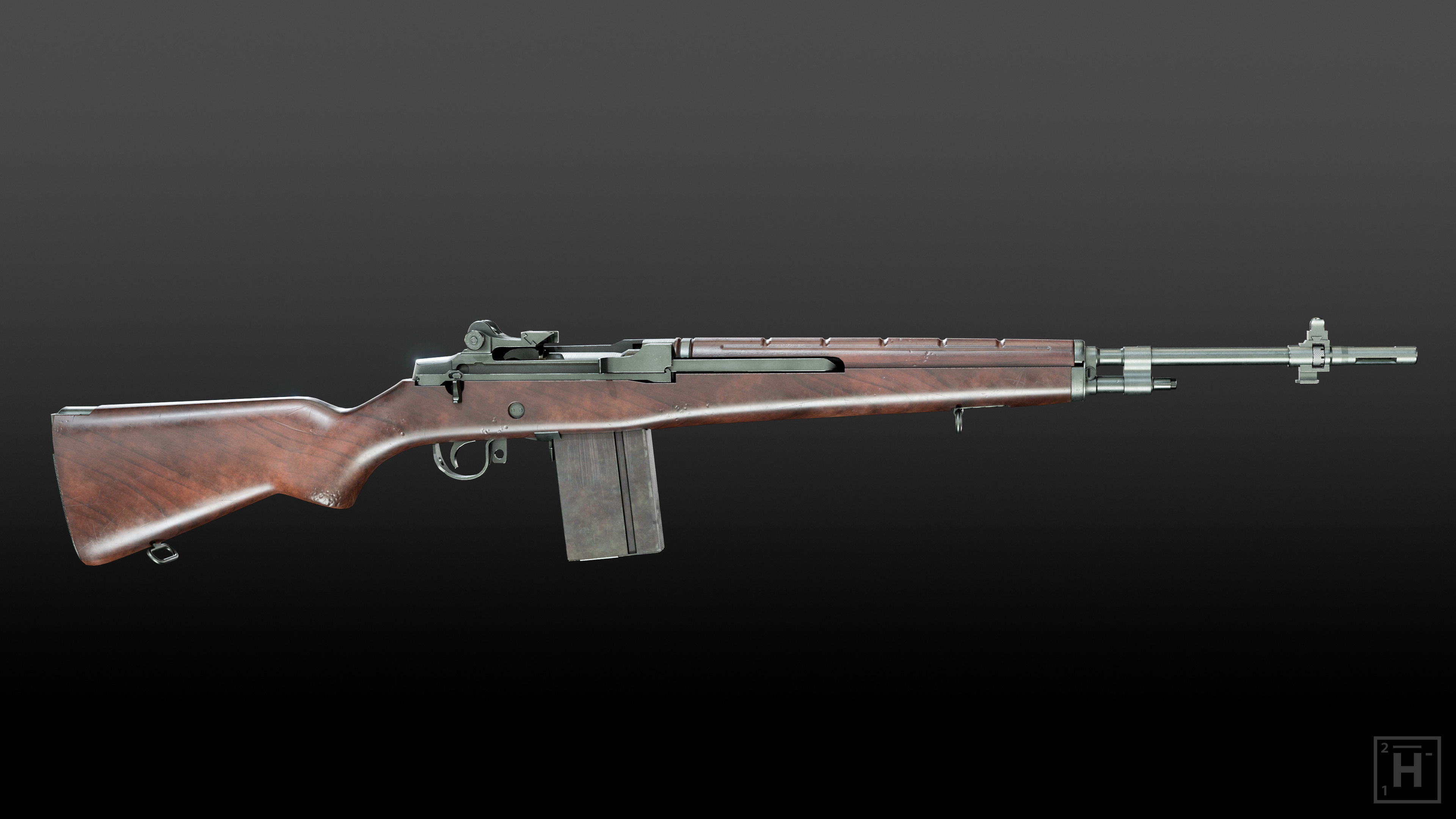 M14 Battle Rifle Low-poly 3D model_5