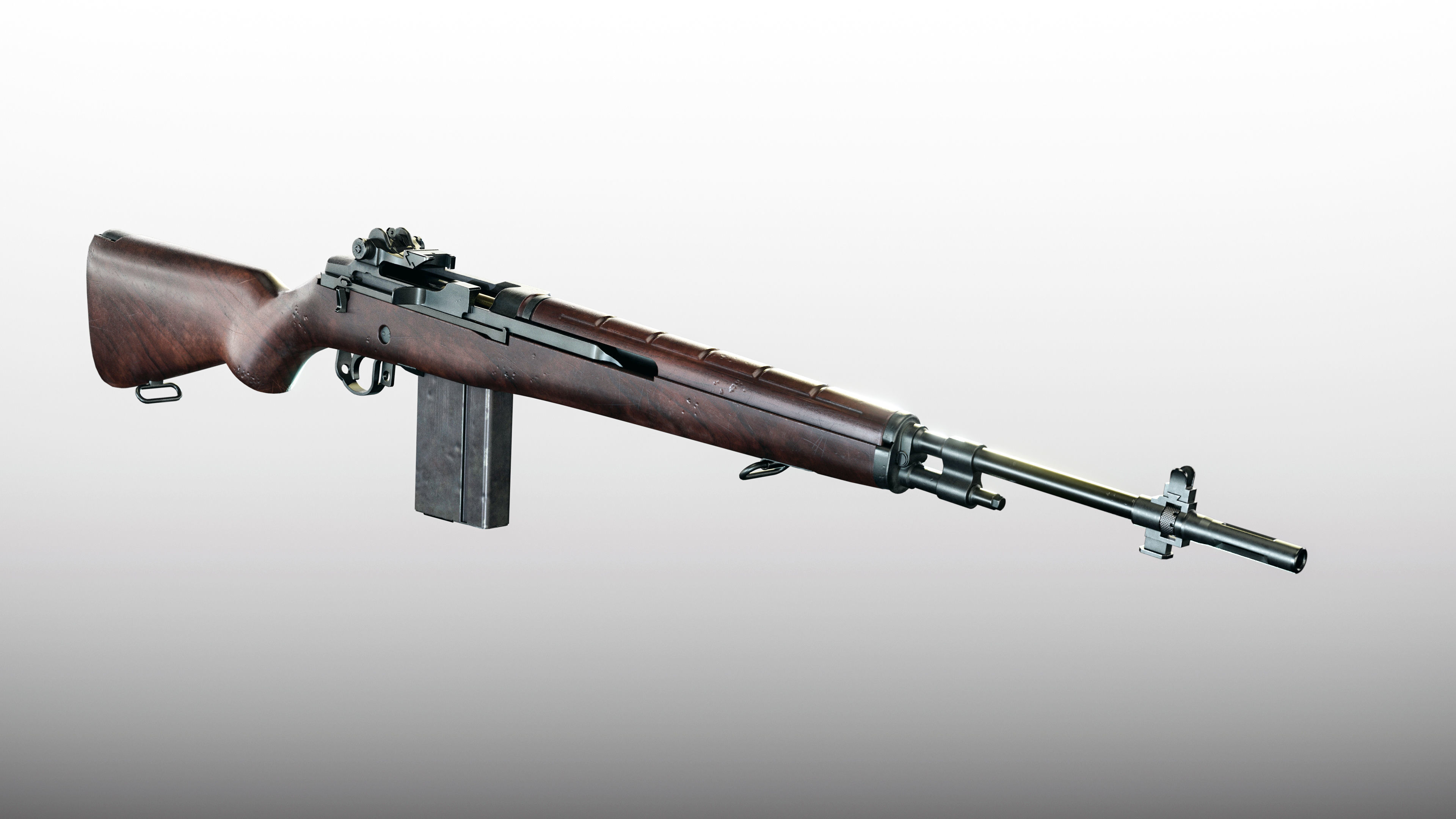 M14 Battle Rifle Low-poly 3D model_7