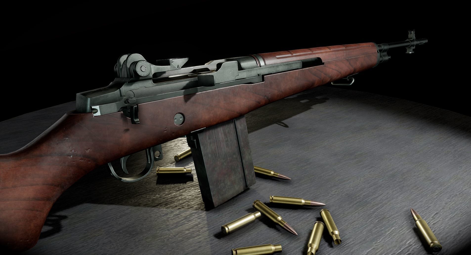 M14 Battle Rifle Low-poly 3D model_4
